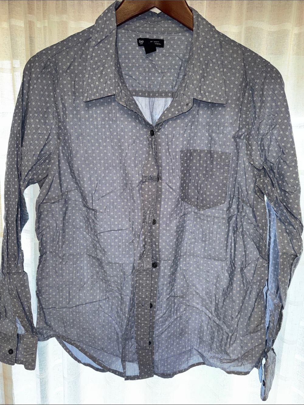 GAP Light Blue Micro-Pattern Button-Down Shirt